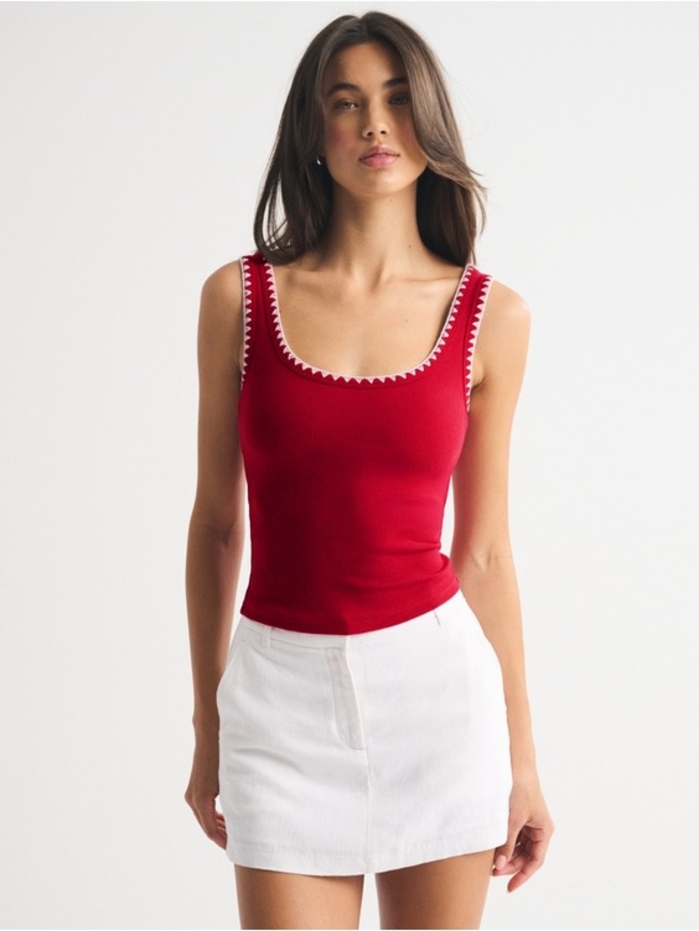 Abercrombie Bra Free Scoop Neck Tank Top with Contrast Trim